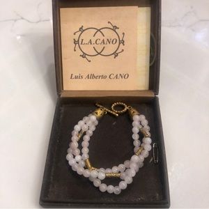 L A Cano precolombina gold/ pearls bracelet